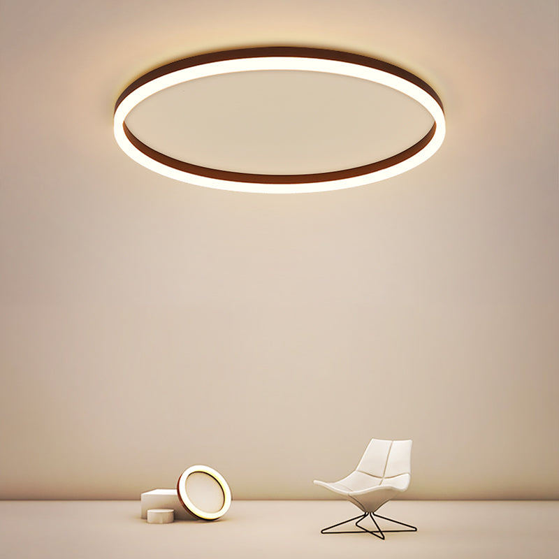 Simplicity Loop Shaped Ultrathin Ceiling Lamp Aluminum Corridor LED Flush Mount Fixture in Black Clearhalo 'Ceiling Lights' 'Close To Ceiling Lights' 'Close to ceiling' 'Flush mount' Lighting' 2423974