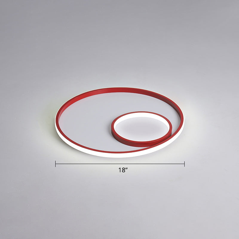 Nordic Halo Ceiling Mounted Light Metal Bedroom LED Ultrathin Flush Mount Light Fixture Red White Clearhalo 'Ceiling Lights' 'Close To Ceiling Lights' 'Close to ceiling' 'Flush mount' Lighting' 2423998