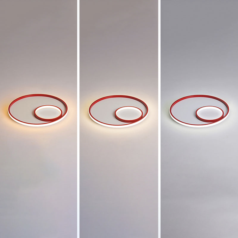 Nordic Halo Ceiling Mounted Light Metal Bedroom LED Ultrathin Flush Mount Light Fixture Red Third Gear Clearhalo 'Ceiling Lights' 'Close To Ceiling Lights' 'Close to ceiling' 'Flush mount' Lighting' 2423999