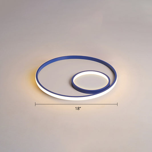 Nordic Halo Ceiling Mounted Light Metal Bedroom LED Ultrathin Flush Mount Light Fixture Blue Warm Clearhalo 'Ceiling Lights' 'Close To Ceiling Lights' 'Close to ceiling' 'Flush mount' Lighting' 2424000