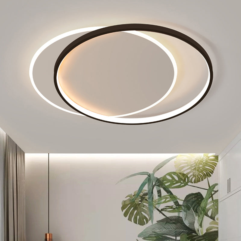 Eclipse Flush Mount Ceiling Light Minimalist Metal Bedroom LED Flush Light in Black-White Clearhalo 'Ceiling Lights' 'Close To Ceiling Lights' 'Close to ceiling' 'Flush mount' Lighting' 2424003