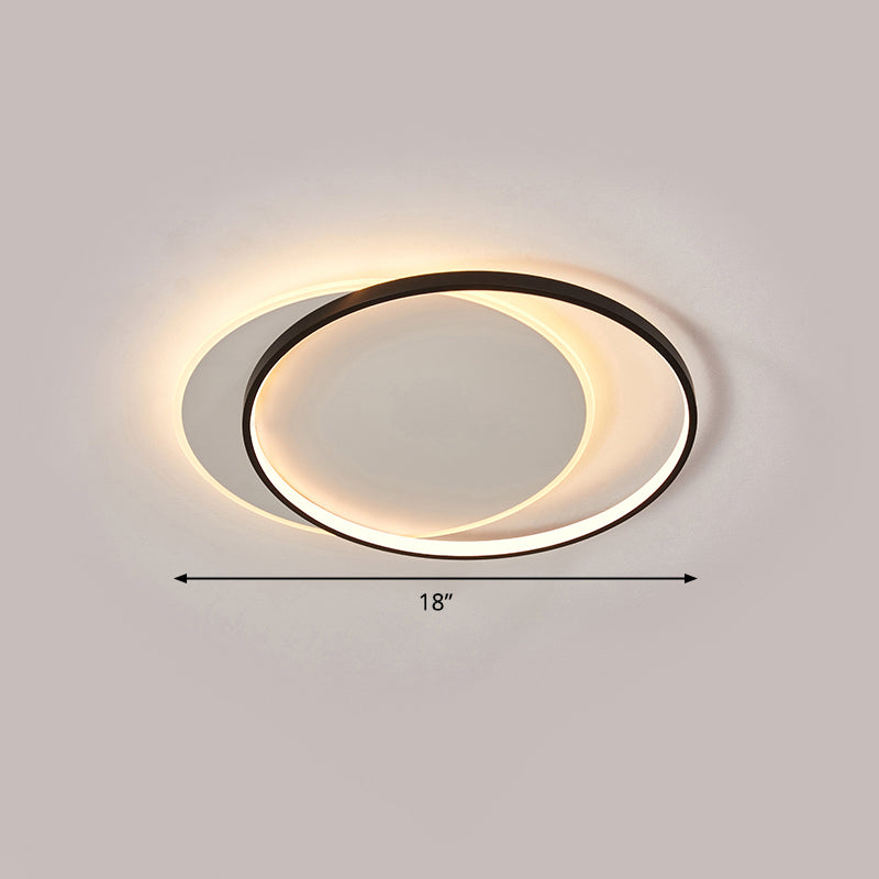 Eclipse Flush Mount Ceiling Light Minimalist Metal Bedroom LED Flush Light in Black-White Black 18" Clearhalo 'Ceiling Lights' 'Close To Ceiling Lights' 'Close to ceiling' 'Flush mount' Lighting' 2424004