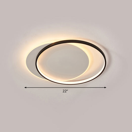 Eclipse Flush Mount Ceiling Light Minimalist Metal Bedroom LED Flush Light in Black-White Black 22" Clearhalo 'Ceiling Lights' 'Close To Ceiling Lights' 'Close to ceiling' 'Flush mount' Lighting' 2424005