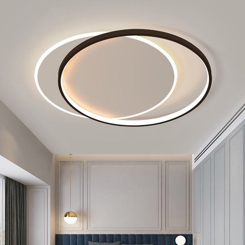 Eclipse Flush Mount Ceiling Light Minimalist Metal Bedroom LED Flush Light in Black-White Clearhalo 'Ceiling Lights' 'Close To Ceiling Lights' 'Close to ceiling' 'Flush mount' Lighting' 2424006