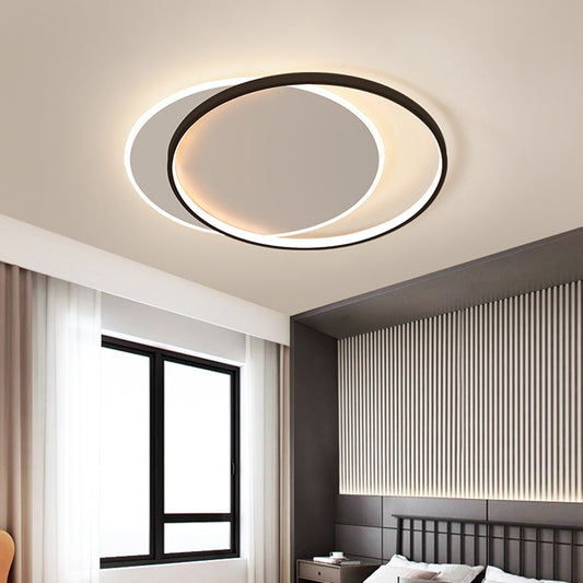 Eclipse Flush Mount Ceiling Light Minimalist Metal Bedroom LED Flush Light in Black-White Clearhalo 'Ceiling Lights' 'Close To Ceiling Lights' 'Close to ceiling' 'Flush mount' Lighting' 2424007