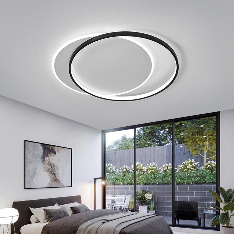 Eclipse Flush Mount Ceiling Light Minimalist Metal Bedroom LED Flush Light in Black-White Clearhalo 'Ceiling Lights' 'Close To Ceiling Lights' 'Close to ceiling' 'Flush mount' Lighting' 2424008