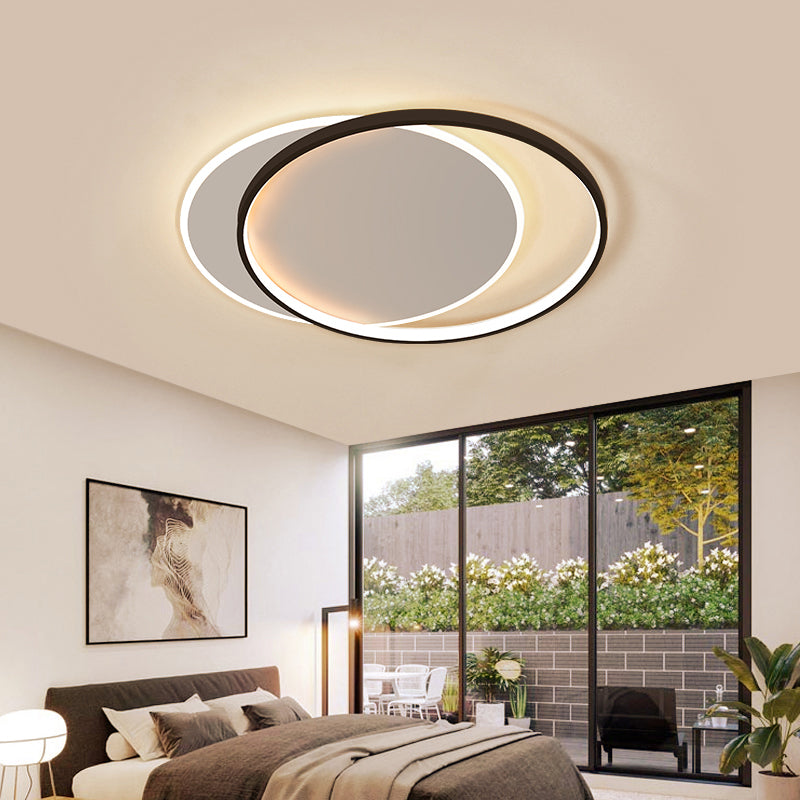 Eclipse Flush Mount Ceiling Light Minimalist Metal Bedroom LED Flush Light in Black-White Clearhalo 'Ceiling Lights' 'Close To Ceiling Lights' 'Close to ceiling' 'Flush mount' Lighting' 2424009