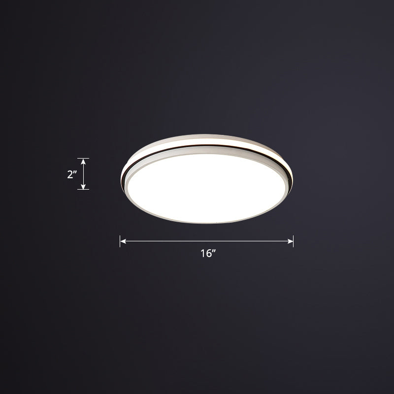 Simple Round Flush Mount Recessed Lighting Acrylic Bedroom LED Ceiling Light Fixture White 16" Clearhalo 'Ceiling Lights' 'Close To Ceiling Lights' 'Close to ceiling' 'Flush mount' Lighting' 2424027