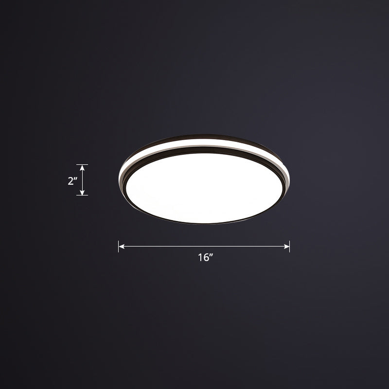 Simple Round Flush Mount Recessed Lighting Acrylic Bedroom LED Ceiling Light Fixture Black 16" Clearhalo 'Ceiling Lights' 'Close To Ceiling Lights' 'Close to ceiling' 'Flush mount' Lighting' 2424028