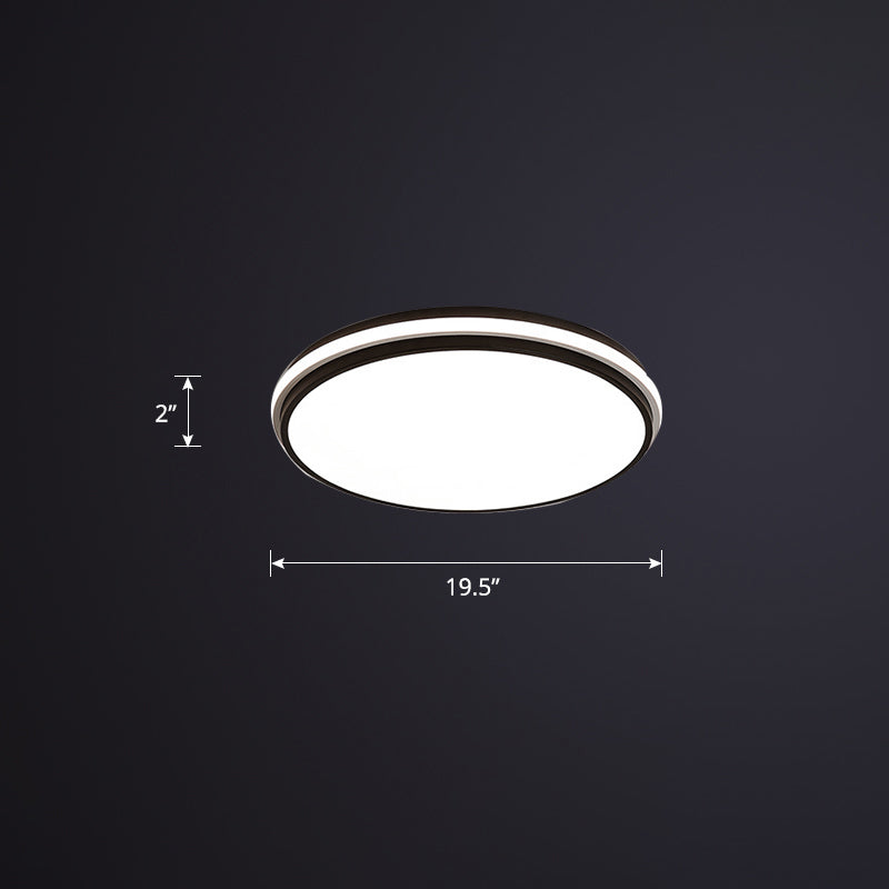 Simple Round Flush Mount Recessed Lighting Acrylic Bedroom LED Ceiling Light Fixture Black 19.5" Clearhalo 'Ceiling Lights' 'Close To Ceiling Lights' 'Close to ceiling' 'Flush mount' Lighting' 2424031