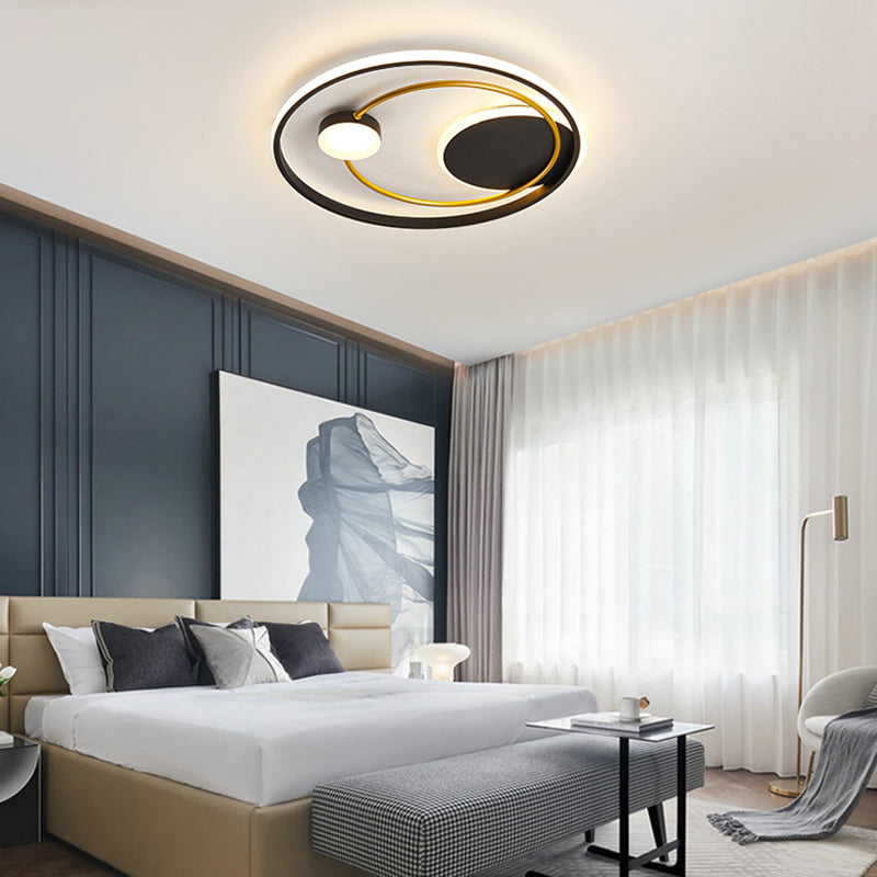 Metal Circular Flush Mount Led Light Postmodern Ceiling Mount Light Fixture for Bedroom Clearhalo 'Ceiling Lights' 'Close To Ceiling Lights' 'Close to ceiling' 'Flush mount' Lighting' 2424074