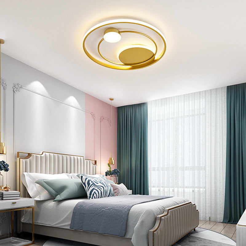 Metal Circular Flush Mount Led Light Postmodern Ceiling Mount Light Fixture for Bedroom Clearhalo 'Ceiling Lights' 'Close To Ceiling Lights' 'Close to ceiling' 'Flush mount' Lighting' 2424078