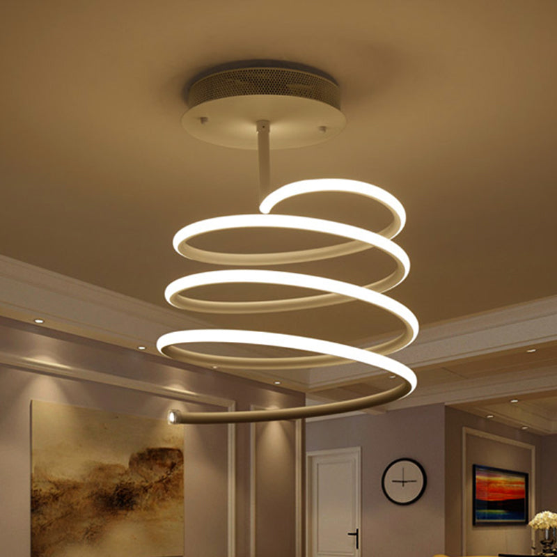 Acrylic Spiral Semi Flush Lamp Simplicity LED Single Light Ceiling Mounted Fixture in Warm/White Light White Warm Clearhalo 'Ceiling Lights' 'Close To Ceiling Lights' 'Close to ceiling' 'Semi-flushmount' Lighting' 242409