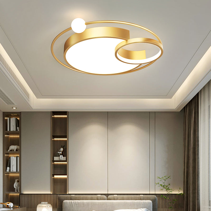 Nordic Moon Shaped Flush Mount Metal Bedroom LED Close to Ceiling Lighting Fixture Clearhalo 'Ceiling Lights' 'Close To Ceiling Lights' 'Close to ceiling' 'Flush mount' Lighting' 2424114