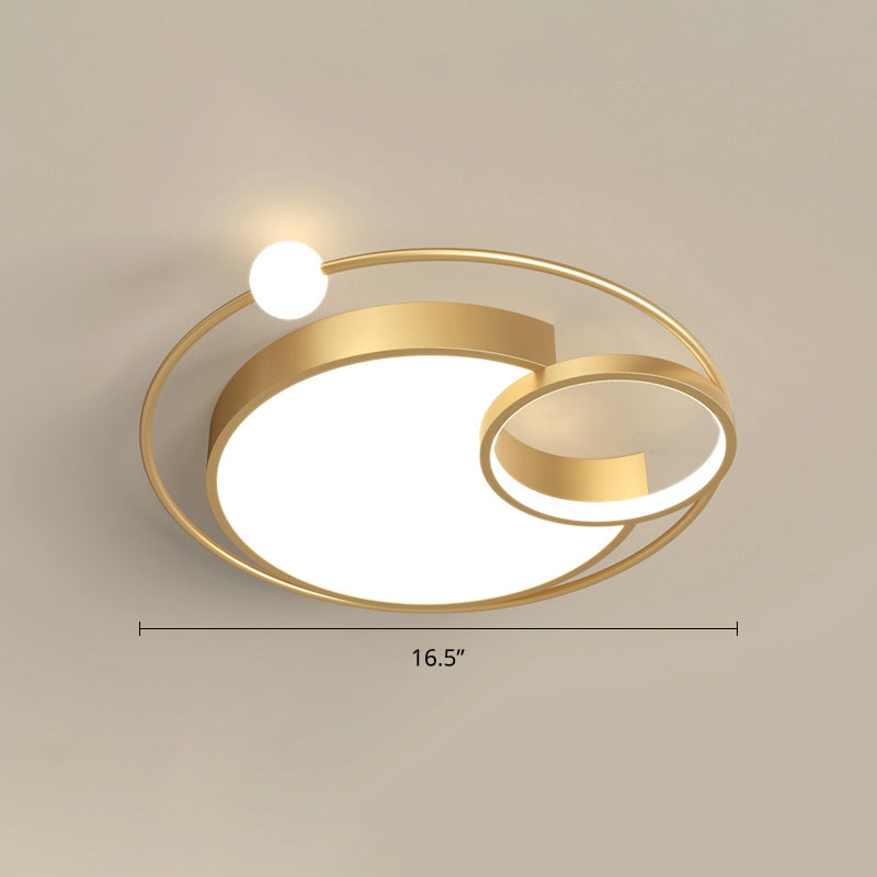 Nordic Moon Shaped Flush Mount Metal Bedroom LED Close to Ceiling Lighting Fixture Gold 16.5" Third Gear Clearhalo 'Ceiling Lights' 'Close To Ceiling Lights' 'Close to ceiling' 'Flush mount' Lighting' 2424115