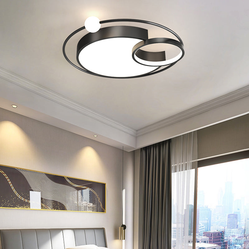 Nordic Moon Shaped Flush Mount Metal Bedroom LED Close to Ceiling Lighting Fixture Clearhalo 'Ceiling Lights' 'Close To Ceiling Lights' 'Close to ceiling' 'Flush mount' Lighting' 2424117