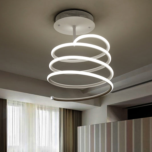 Acrylic Spiral Semi Flush Lamp Simplicity LED Single Light Ceiling Mounted Fixture in Warm/White Light Clearhalo 'Ceiling Lights' 'Close To Ceiling Lights' 'Close to ceiling' 'Semi-flushmount' Lighting' 242411