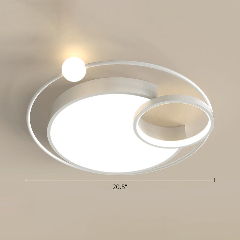 Nordic Moon Shaped Flush Mount Metal Bedroom LED Close to Ceiling Lighting Fixture White 20.5" Third Gear Clearhalo 'Ceiling Lights' 'Close To Ceiling Lights' 'Close to ceiling' 'Flush mount' Lighting' 2424123