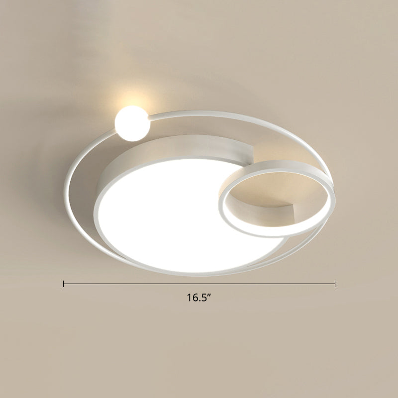 Nordic Moon Shaped Flush Mount Metal Bedroom LED Close to Ceiling Lighting Fixture White 16.5" Third Gear Clearhalo 'Ceiling Lights' 'Close To Ceiling Lights' 'Close to ceiling' 'Flush mount' Lighting' 2424125