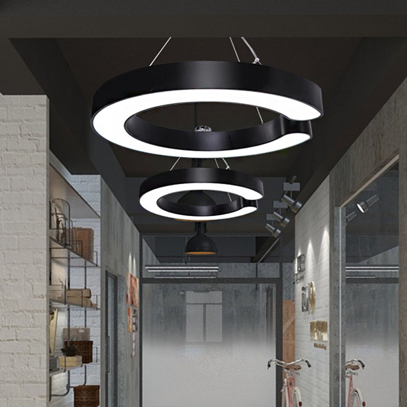 19.5"/23.5"/31.5" Wide C Shape Hanging Lighting Minimalist Metal Led White/Black Ceiling Pendant Lamp in White/Warm/Natural Light Clearhalo 'Ceiling Lights' 'Modern Pendants' 'Modern' 'Pendant Lights' 'Pendants' Lighting' 242426