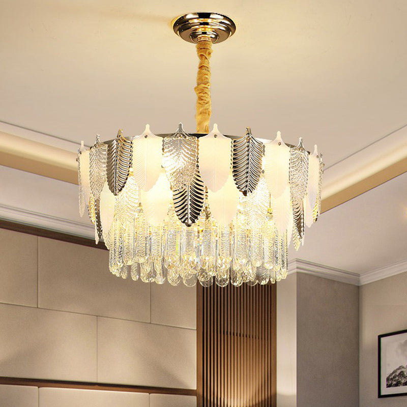 Leaf Pendant Chandelier Modern Clear Crystal Prism Suspension Light for Living Room Clearhalo 'Ceiling Lights' 'Island Lights' Lighting' 2424433