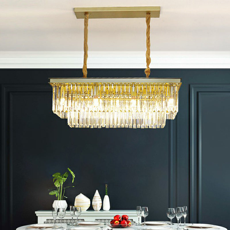 Rectangular Island Light Minimalist Prismatic Crystal Restaurant Hanging Pendant Light Clearhalo 'Ceiling Lights' 'Island Lights' Lighting' 2424467