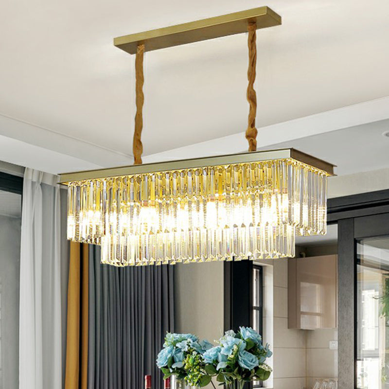 Rectangular Island Light Minimalist Prismatic Crystal Restaurant Hanging Pendant Light Clearhalo 'Ceiling Lights' 'Island Lights' Lighting' 2424470