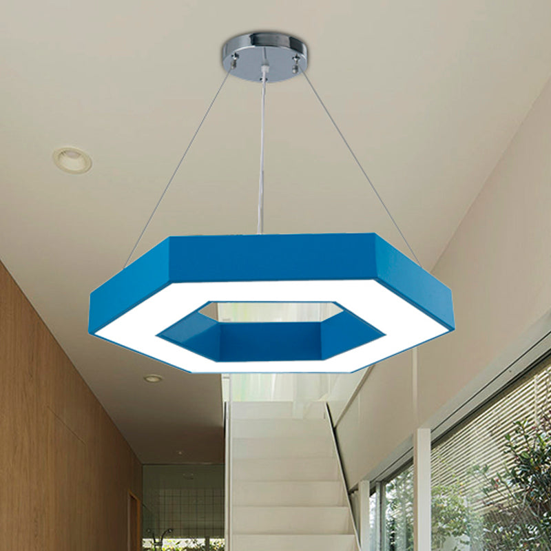 Green/Blue/Red Honeycomb Pendant Lighting Contemporary Led Metal Ceiling Lamp in White/Warm/Natural Light Clearhalo 'Ceiling Lights' 'Modern Pendants' 'Modern' 'Pendant Lights' 'Pendants' Lighting' 242462