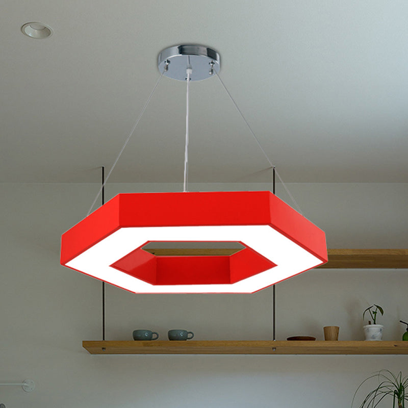 Green/Blue/Red Honeycomb Pendant Lighting Contemporary Led Metal Ceiling Lamp in White/Warm/Natural Light Red Clearhalo 'Ceiling Lights' 'Modern Pendants' 'Modern' 'Pendant Lights' 'Pendants' Lighting' 242465