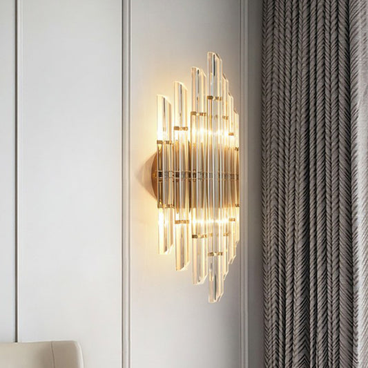 Rhombus Wall Sconce Light Minimalist K9 Strip Crystal Living Room LED Wall Mounted Lamp Clearhalo 'Cast Iron' 'Glass' 'Industrial' 'Modern wall lights' 'Modern' 'Tiffany' 'Traditional wall lights' 'Wall Lamps & Sconces' 'Wall Lights' Lighting' 2424704