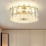 Clear Drum Flush Ceiling Light Fixture Simple 6-Light Crystal Flush Mount Lighting for Bedroom Clearhalo 'Ceiling Lights' 'Close To Ceiling Lights' 'Close to ceiling' 'Flush mount' Lighting' 2424766