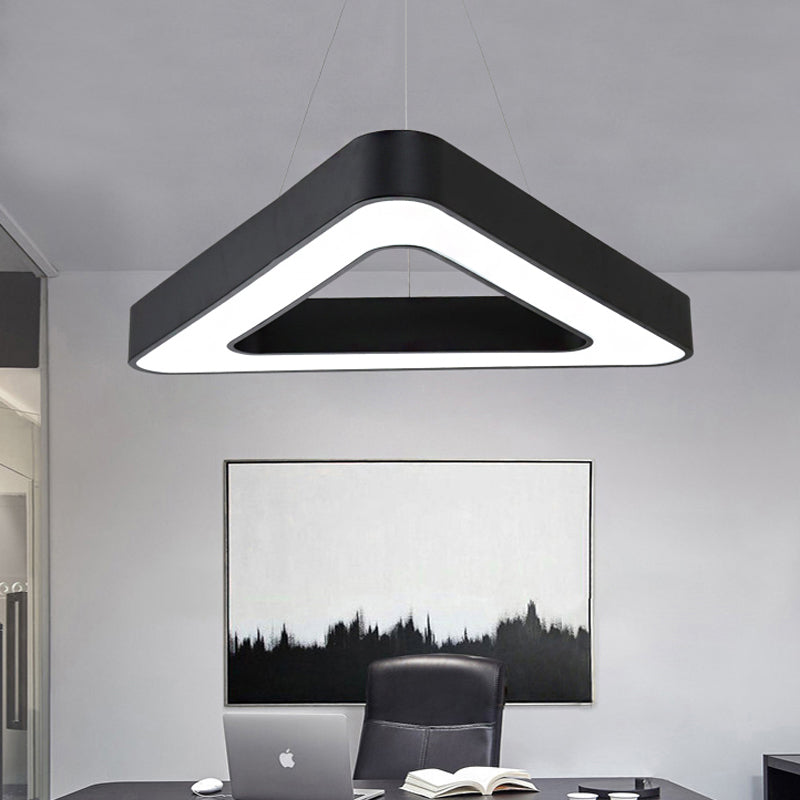 18"/23.5"/31.5" Wide Triangle Pendant Lamp Metal Led White/Black Hanging Ceiling Light for Office in White Light Black Clearhalo 'Ceiling Lights' 'Modern Pendants' 'Modern' 'Pendant Lights' 'Pendants' Lighting' 242480