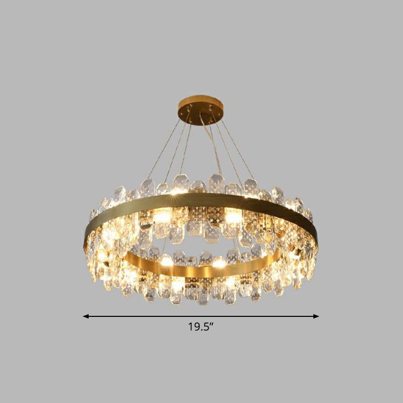 K9 Crystal Loop Shaped Pendant Light Minimalist 8-Bulb Gold Plated Chandelier Light Clearhalo 'Ceiling Lights' 'Chandeliers' 'Modern Chandeliers' 'Modern' Lighting' 2424919