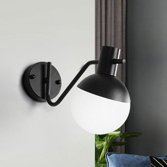 1 Light Living Room Sconce Light with Global Milk Glass Shade Modern Gold Wall Mount Light Black Clearhalo 'Cast Iron' 'Glass' 'Industrial' 'Modern wall lights' 'Modern' 'Tiffany' 'Traditional wall lights' 'Wall Lamps & Sconces' 'Wall Lights' Lighting' 242520