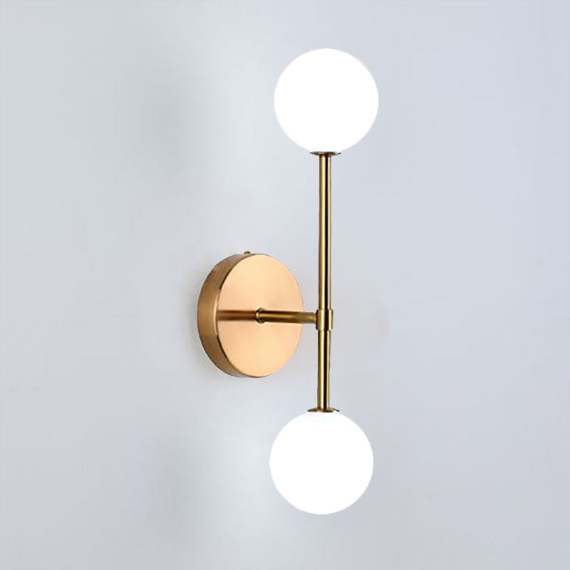 Black/Gold Ball Sconce Light Contemporary 2 Lights Opal Glass Led Flush Mount Wall Sconce Gold Clearhalo 'Cast Iron' 'Glass' 'Industrial' 'Modern wall lights' 'Modern' 'Tiffany' 'Traditional wall lights' 'Wall Lamps & Sconces' 'Wall Lights' Lighting' 242526