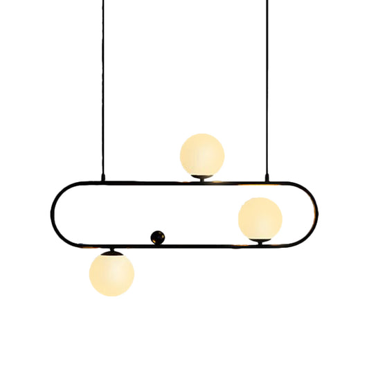 35.5"/47" Wide Global Chandelier Light Designer Milk Glass 4 Lights Black Hanging Ceiling Lamp Clearhalo 'Ceiling Lights' 'Chandeliers' 'Modern Chandeliers' 'Modern' Lighting' 242537