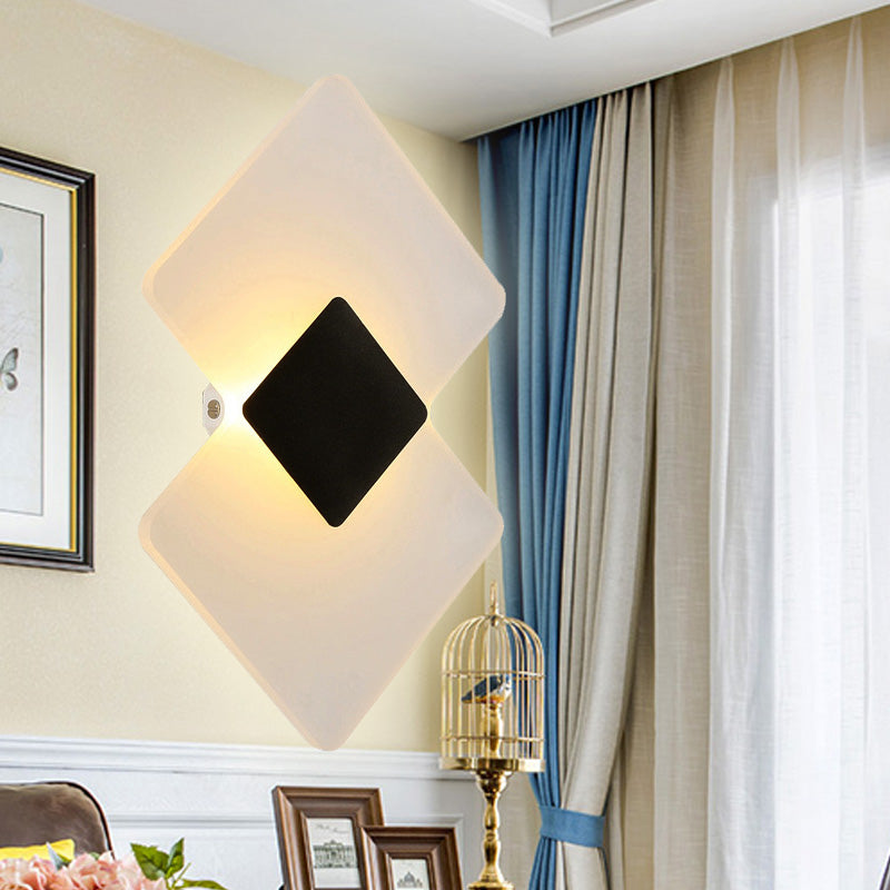 Textured Silver/Black and Clear/Textured Black Rhombus Wall Sconce Light Modern LED Acrylic Wall Lamp with Remote Control Clearhalo 'Modern wall lights' 'Modern' 'Wall Lamps & Sconces' 'Wall Lights' Lighting' 242540