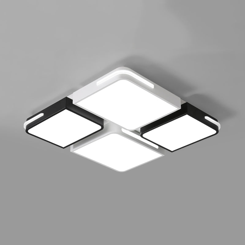 Square/Rectangle Acrylic Flush Pendant Light Contemporary 21.5"/37.5" Width LED White Flush Mount Lighting in White/Warm Lighting White 21.5" Clearhalo 'Ceiling Lights' 'Close To Ceiling Lights' 'Close to ceiling' 'Flush mount' Lighting' 242551