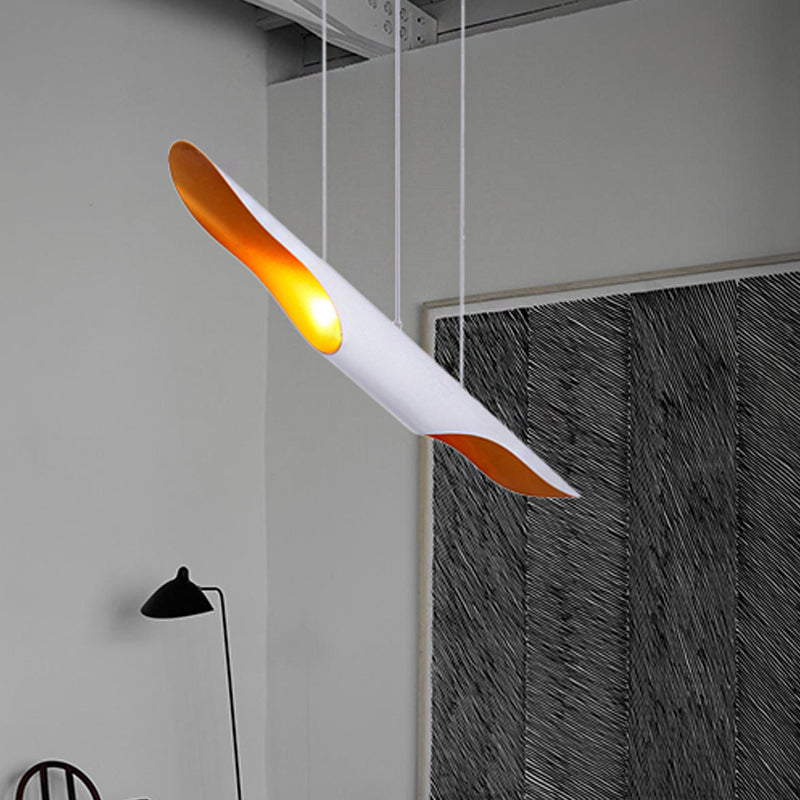 Pipe Hanging Ceiling Light Nordic Metal Black/White Pendant Light for Bedroom, 23.5"/27.5"/31.5" Wide White Clearhalo 'Ceiling Lights' 'Modern Pendants' 'Modern' 'Pendant Lights' 'Pendants' Lighting' 242565