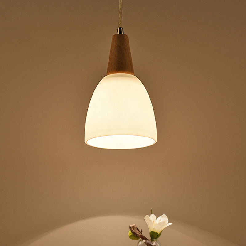 Bowl Drop Pendant Nordic Matte White Glass 1/2/3-Head Beige Hanging Lamp Kit for Dining Room Clearhalo 'Ceiling Lights' 'Pendant Lights' 'Pendants' Lighting' 242567_93075f95-4239-4f8b-a004-90e939e99783