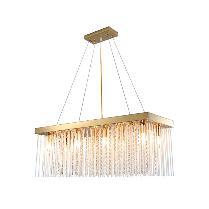 Contemporary Rectangular Pendant Ceiling Light Crystal Accent Gold LED Ceiling Chandelier, 23.5"/31.5"/39" Wide Clearhalo 'Ceiling Lights' 'Chandeliers' 'Modern Chandeliers' 'Modern' Lighting' 242575