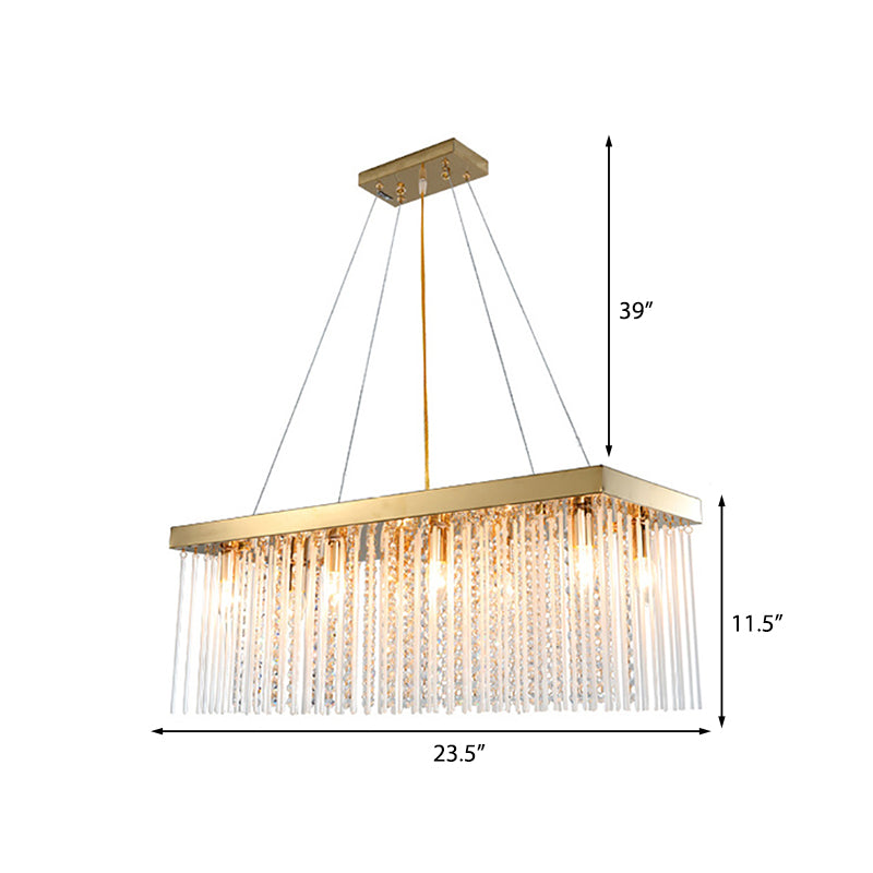 Contemporary Rectangular Pendant Ceiling Light Crystal Accent Gold LED Ceiling Chandelier, 23.5"/31.5"/39" Wide Clearhalo 'Ceiling Lights' 'Chandeliers' 'Modern Chandeliers' 'Modern' Lighting' 242576