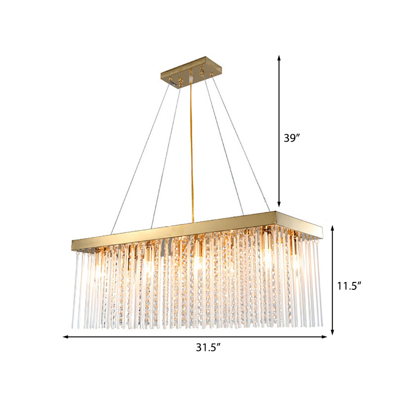 Contemporary Rectangular Pendant Ceiling Light Crystal Accent Gold LED Ceiling Chandelier, 23.5"/31.5"/39" Wide Clearhalo 'Ceiling Lights' 'Chandeliers' 'Modern Chandeliers' 'Modern' Lighting' 242577