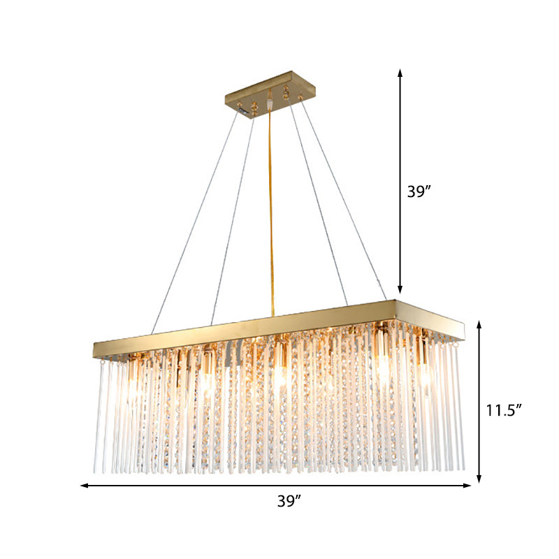 Contemporary Rectangular Pendant Ceiling Light Crystal Accent Gold LED Ceiling Chandelier, 23.5"/31.5"/39" Wide Clearhalo 'Ceiling Lights' 'Chandeliers' 'Modern Chandeliers' 'Modern' Lighting' 242578