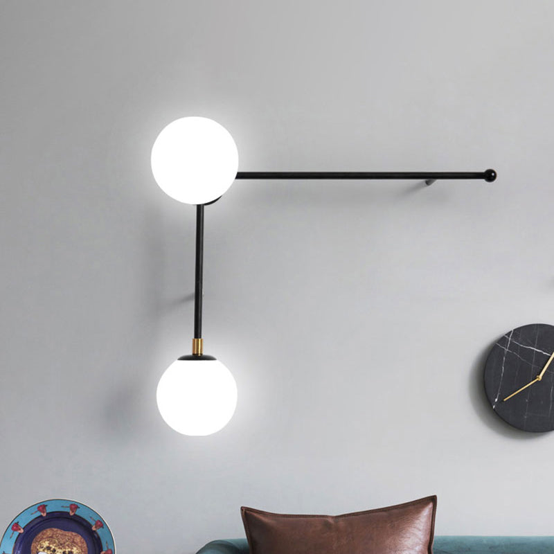 2/4 Lights Crossed Lines Wall Mounted Light Post Modern Glass Shade Wall Lamp in Black/Gold 2.0 Black Clearhalo 'Cast Iron' 'Glass' 'Industrial' 'Modern wall lights' 'Modern' 'Tiffany' 'Traditional wall lights' 'Wall Lamps & Sconces' 'Wall Lights' Lighting' 242580