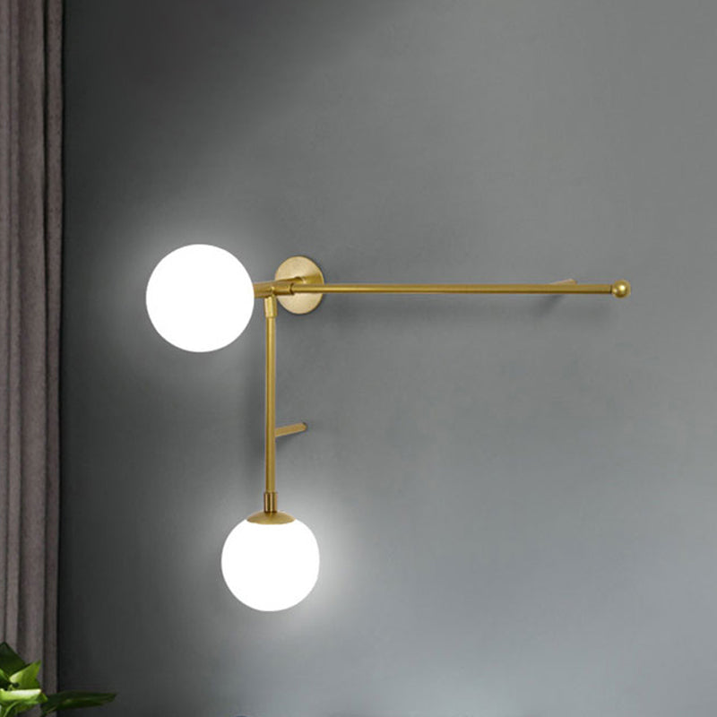 2/4 Lights Crossed Lines Wall Mounted Light Post Modern Glass Shade Wall Lamp in Black/Gold 2.0 Gold Clearhalo 'Cast Iron' 'Glass' 'Industrial' 'Modern wall lights' 'Modern' 'Tiffany' 'Traditional wall lights' 'Wall Lamps & Sconces' 'Wall Lights' Lighting' 242582