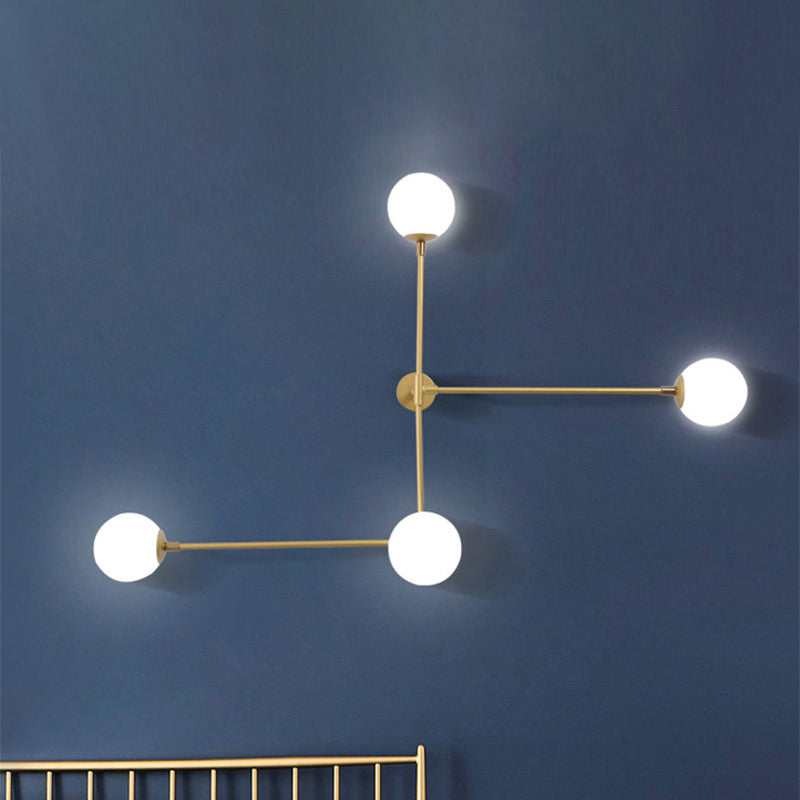 2/4 Lights Crossed Lines Wall Mounted Light Post Modern Glass Shade Wall Lamp in Black/Gold Clearhalo 'Cast Iron' 'Glass' 'Industrial' 'Modern wall lights' 'Modern' 'Tiffany' 'Traditional wall lights' 'Wall Lamps & Sconces' 'Wall Lights' Lighting' 242584