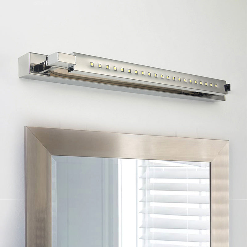 Rotatable Linear Vanity Sconce Light Modern Stainless Steel 18.5"/24" W LED Kitchen Wall Lamp in Chrome, Warm/White Lighting Chrome Clearhalo 'Cast Iron' 'Glass' 'Industrial' 'Modern wall lights' 'Modern' 'Tiffany' 'Traditional wall lights' 'Vanity Lights' 'Wall Lights' Lighting' 242587