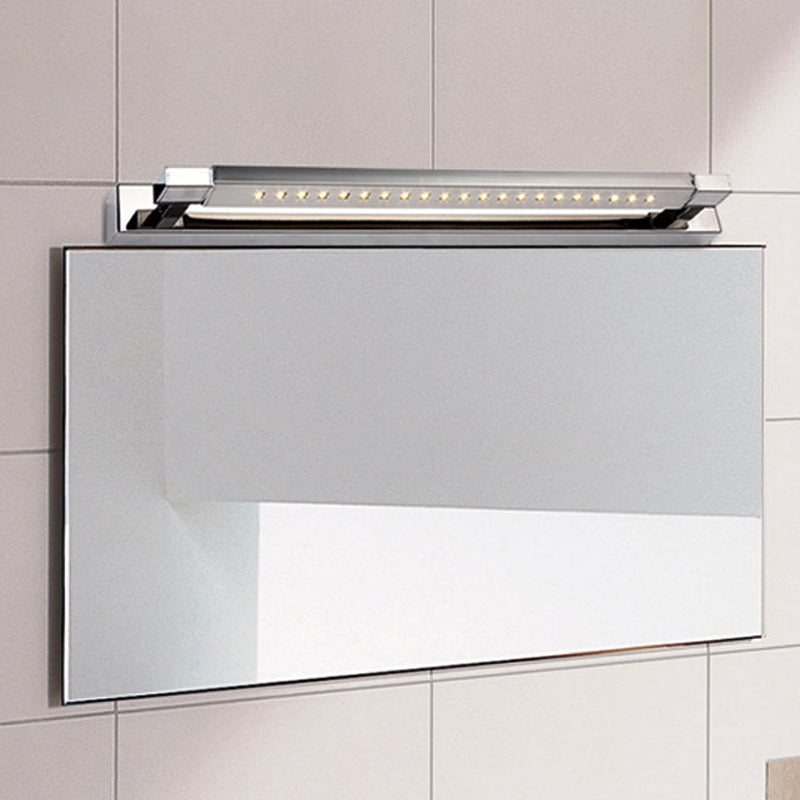 Rotatable Linear Vanity Sconce Light Modern Stainless Steel 18.5"/24" W LED Kitchen Wall Lamp in Chrome, Warm/White Lighting Clearhalo 'Cast Iron' 'Glass' 'Industrial' 'Modern wall lights' 'Modern' 'Tiffany' 'Traditional wall lights' 'Vanity Lights' 'Wall Lights' Lighting' 242588