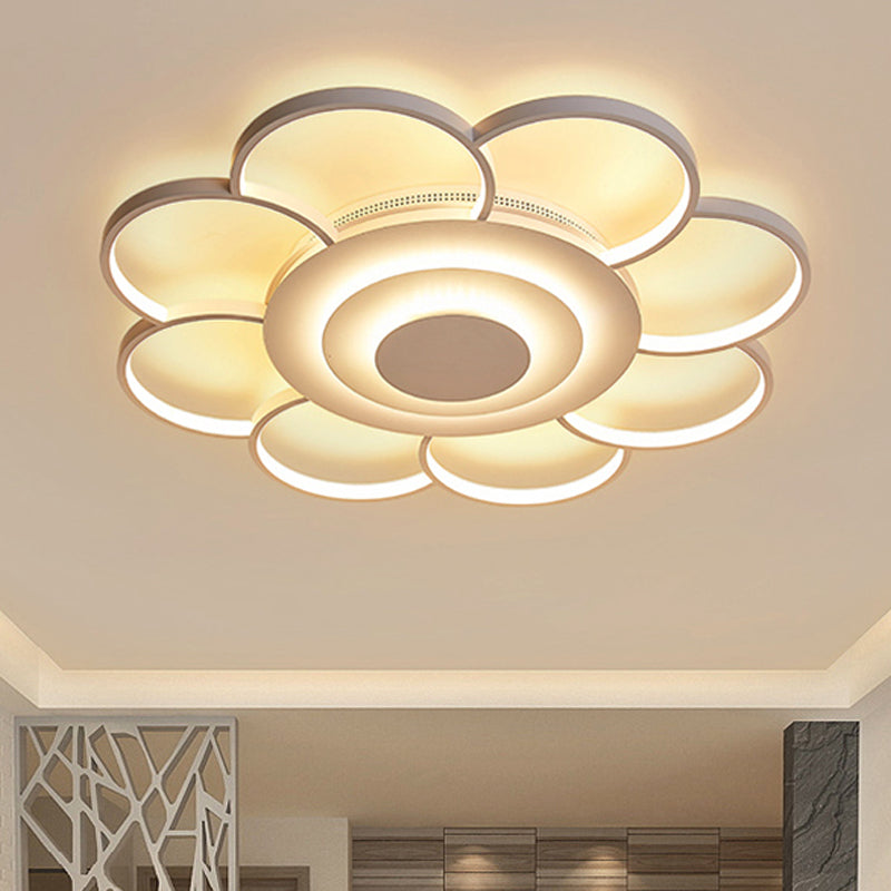 31.5"/39" Wide Flower Flushmount Simple Acrylic LED White Flush Ceiling Light in Warm/White/Natural Light White Warm Clearhalo 'Ceiling Lights' 'Close To Ceiling Lights' 'Close to ceiling' 'Semi-flushmount' Lighting' 242592